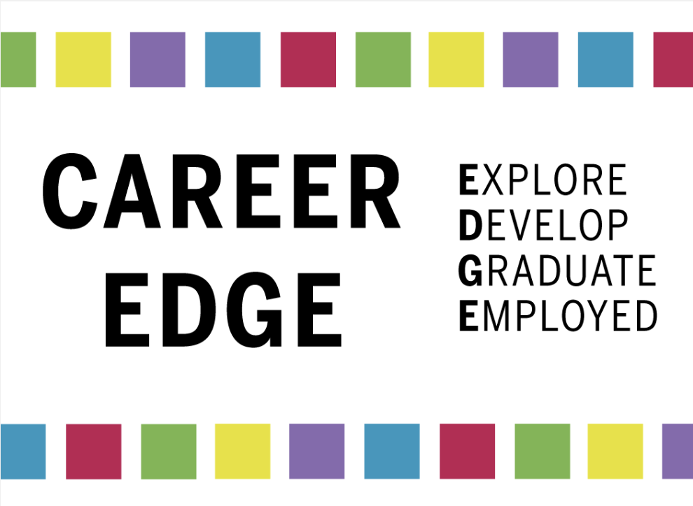 Logo for Career Edge, where edge is explore, develop, graduate, employed